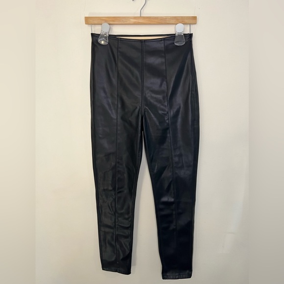 Free People We the Free Faux Leather Ankle Pants Black - Picture 1 of 7